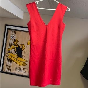 Bright red mini dress